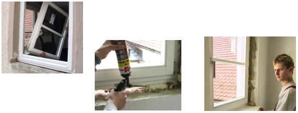 Fensterrenovierung - Ausschäumung von neuem Fensterrahmen