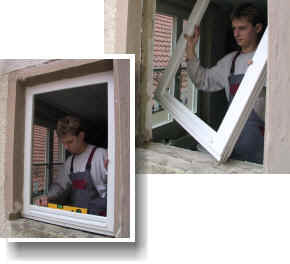 Fensterrenovierung - Einsetzen neuer Fensterrahmen