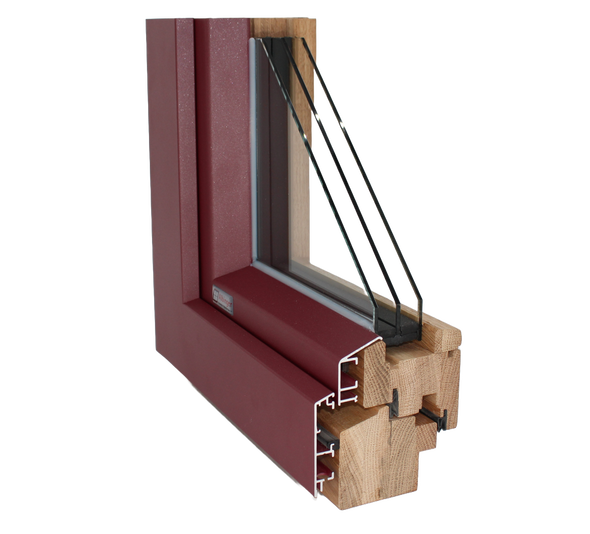 Holz-Alu-Fenster mit föderfähiger Dreifachverglasung und Schrägfalz