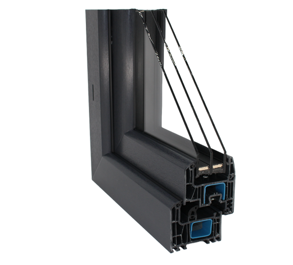 Kunststofffenster Antrahzit mit Dreischeibenglas, förderfähig