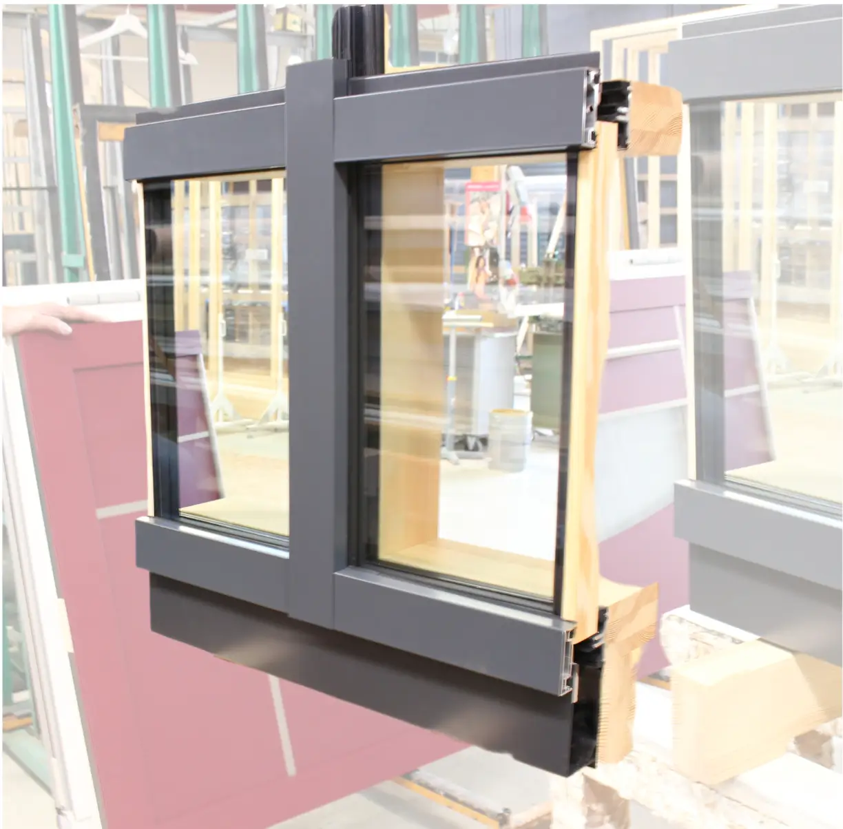 Frontansicht Pfosten-Tiegel-Fassade