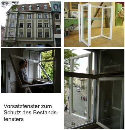 Vorsatzfenster zum Schutz des Denkmalfensters